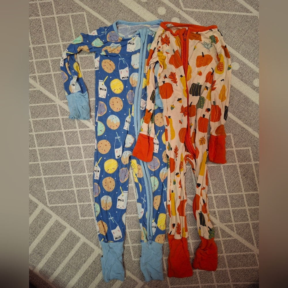 2 Little Sleepies Onesies - Fall Harvest & Cookies & Milk